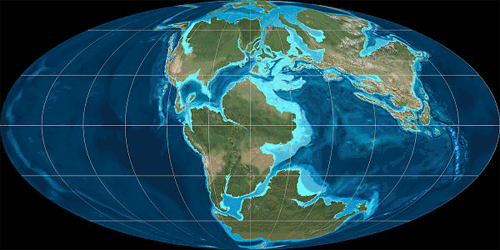 Mapa de la Tierra en el Jurásico