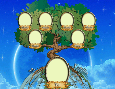 Ilustración de dibujos animados de un árbol genealógico