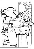 colorear granjero y animales