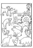 colorear tractor y animales
