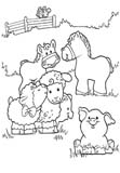 Colorear Caballos ovejas y cerdito