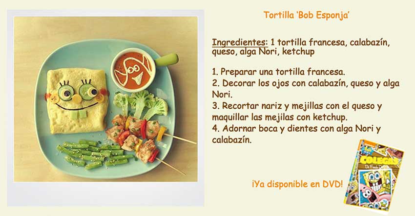Receta de cocina para niños de Bob Esponja Tortilla