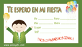 Targetas invitacin fiesta nios verde