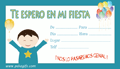 Targetas invitacin fiesta nios azul